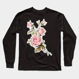 Vintage Victoriana Rose Illustration Design Long Sleeve T-Shirt